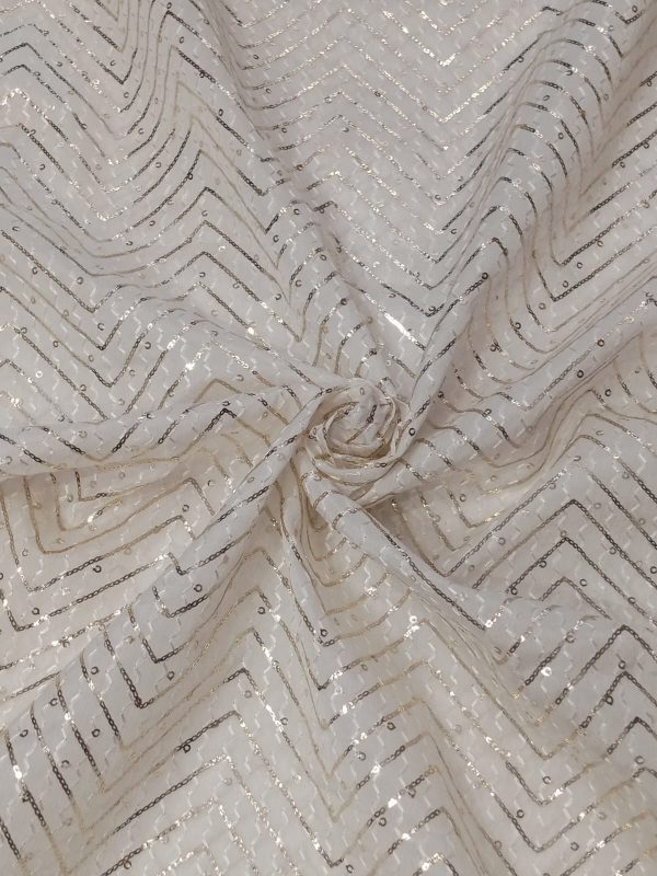 Dyeable Chinnon Sequins & Thread Embroidery (44")