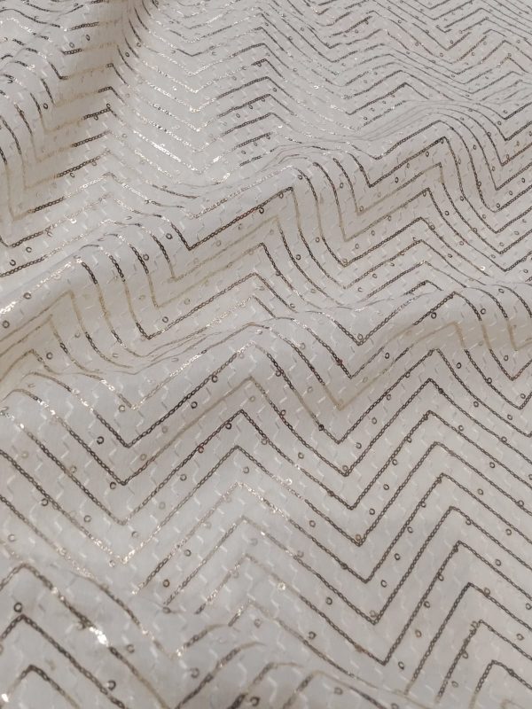 Dyeable Chinnon Sequins & Thread Embroidery (44") - Image 3