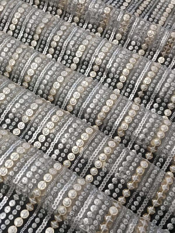 Dyeable Net Gold & Silver Sequins Embroidery (44") - Image 6