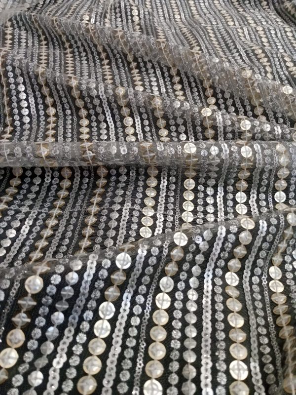 Dyeable Net Gold & Silver Sequins Embroidery (44") - Image 3