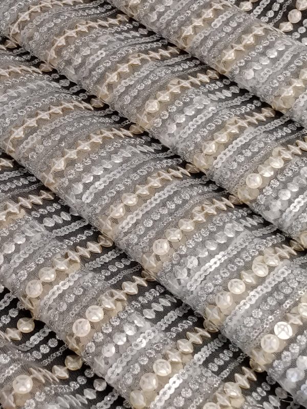 Dyeable Net Gold & Silver Sequins Embroidery (44") - Image 7
