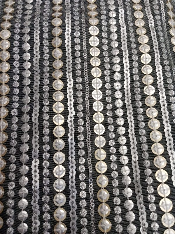 Dyeable Net Gold & Silver Sequins Embroidery (44") - Image 4