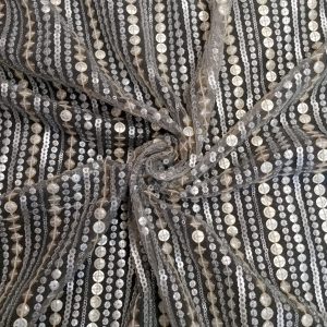 Dyeable Net Gold & Silver Sequins Embroidery (44")
