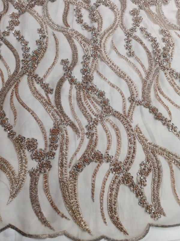 Net Hand Work with Moti, Sequins, katdana thread work